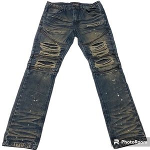 Smoke Rise Distressed Denim Jeans | Size: 34x32